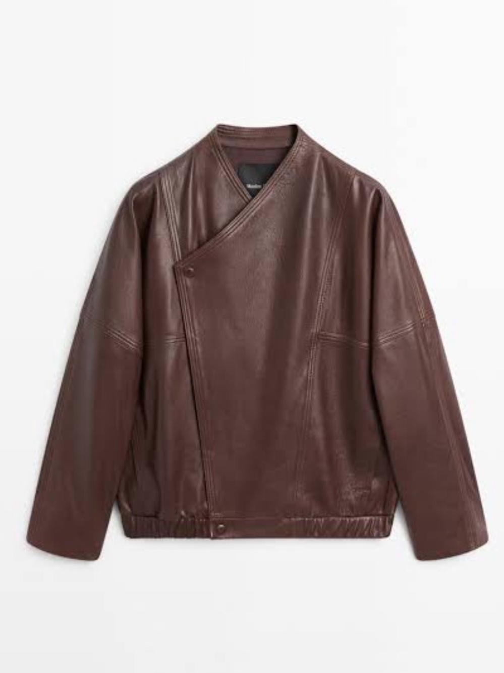 Massimo Dutti NWT ASYMMETRIC NAPPA LEATHER BOMBER JACKET 4705/665